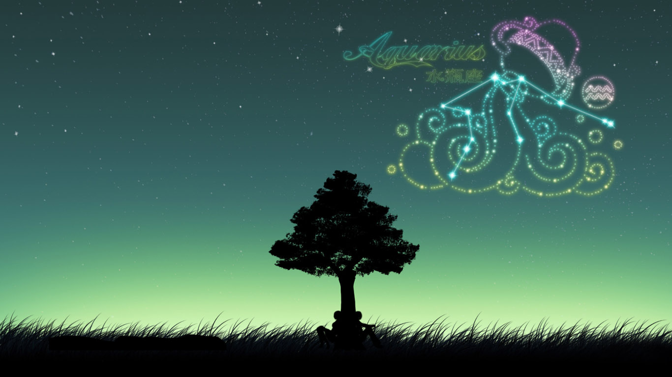 壁纸首页 > 唯美壁纸 > 水瓶座星空桌面图片 > 1366x768 .